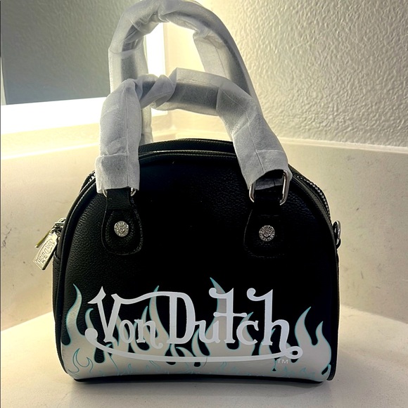 Von Dutch Mini Bag Black and White Graffiti Style NWT